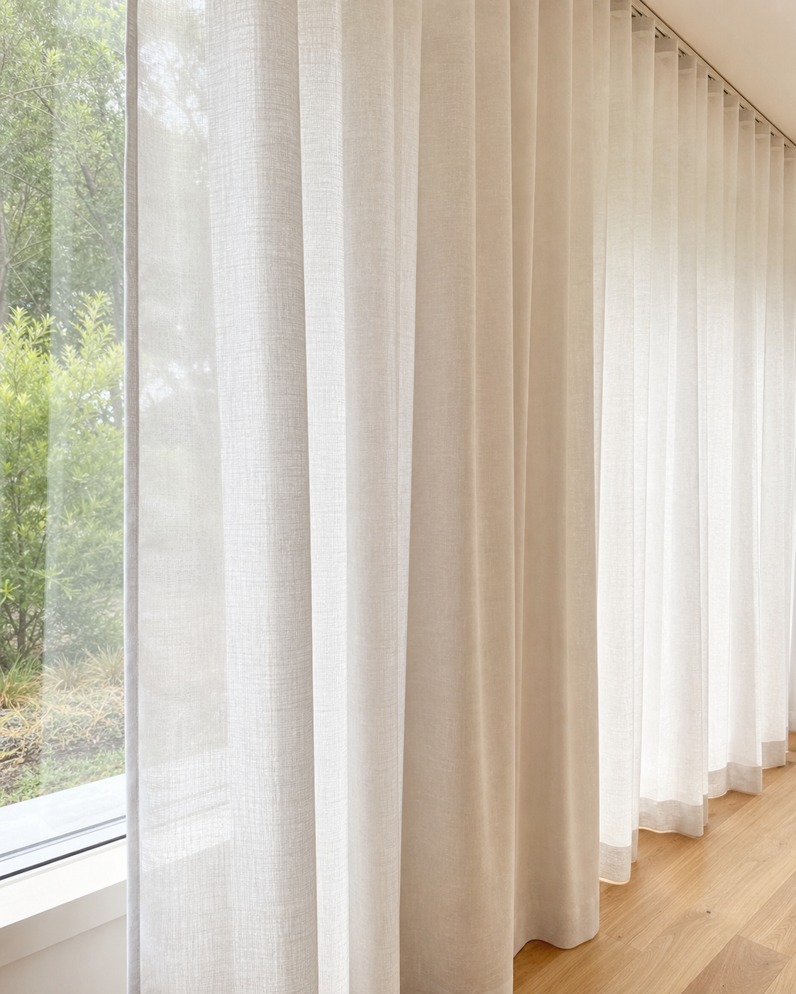 Sheer curtain fabric detail