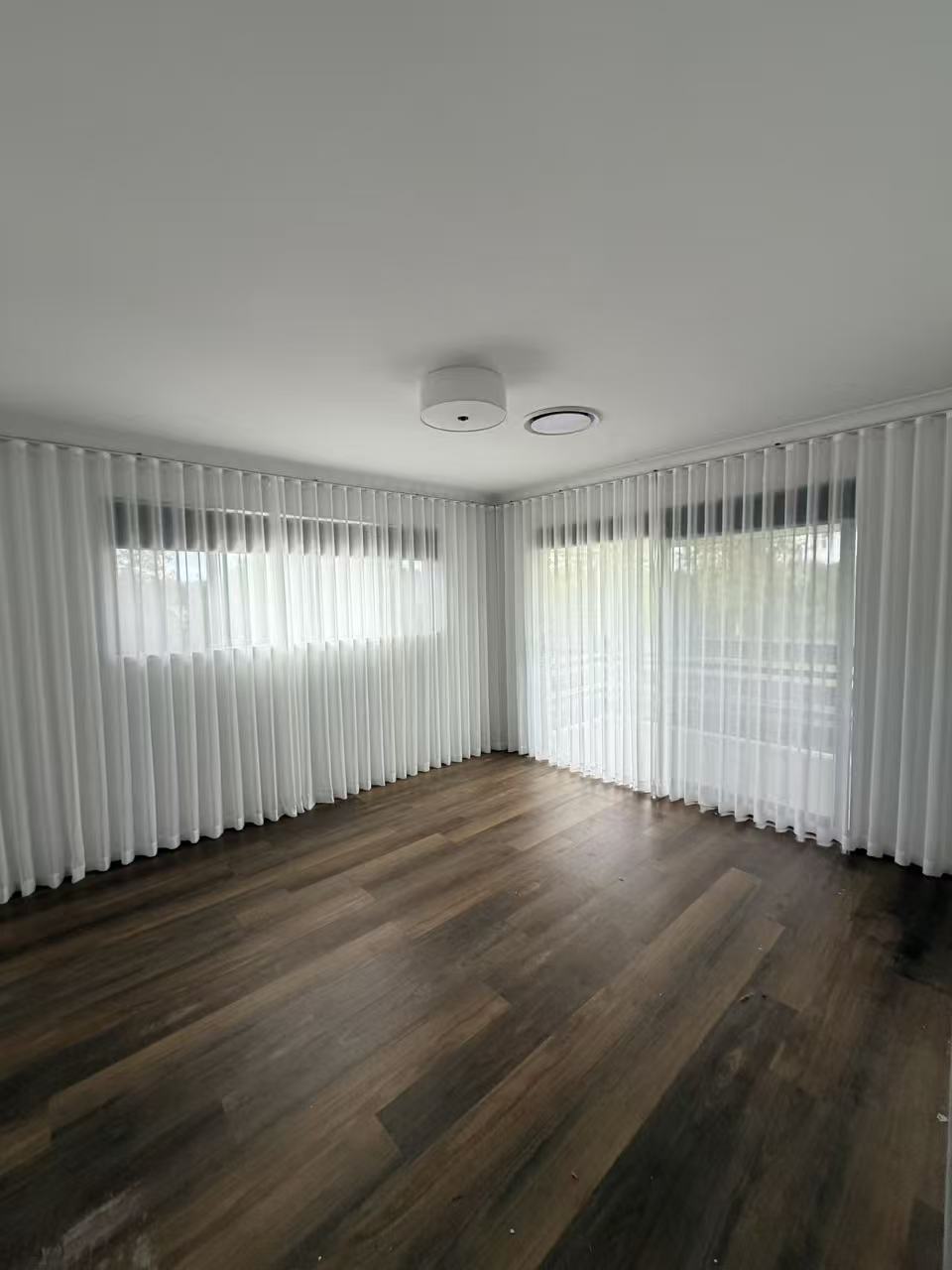 Custom semi sheer curtains installed in a Mitchelton Brisbane home before sale