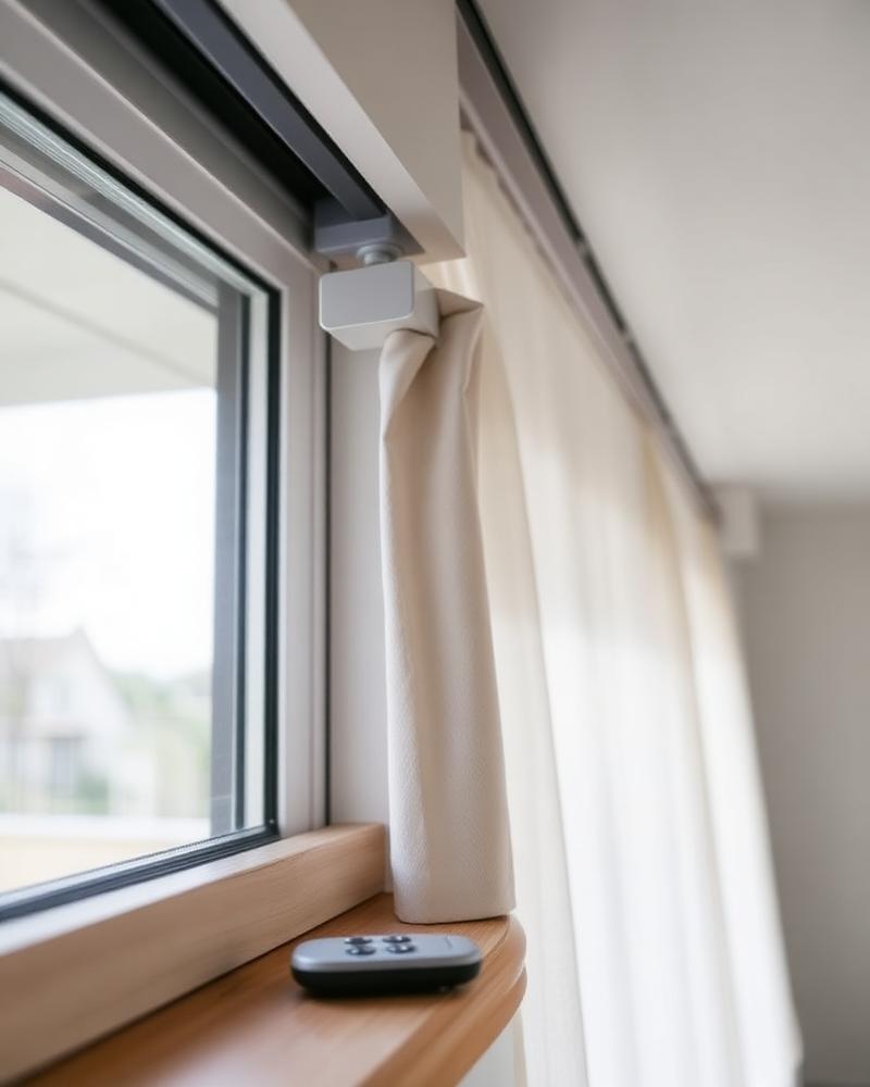 Motorised curtain track detail